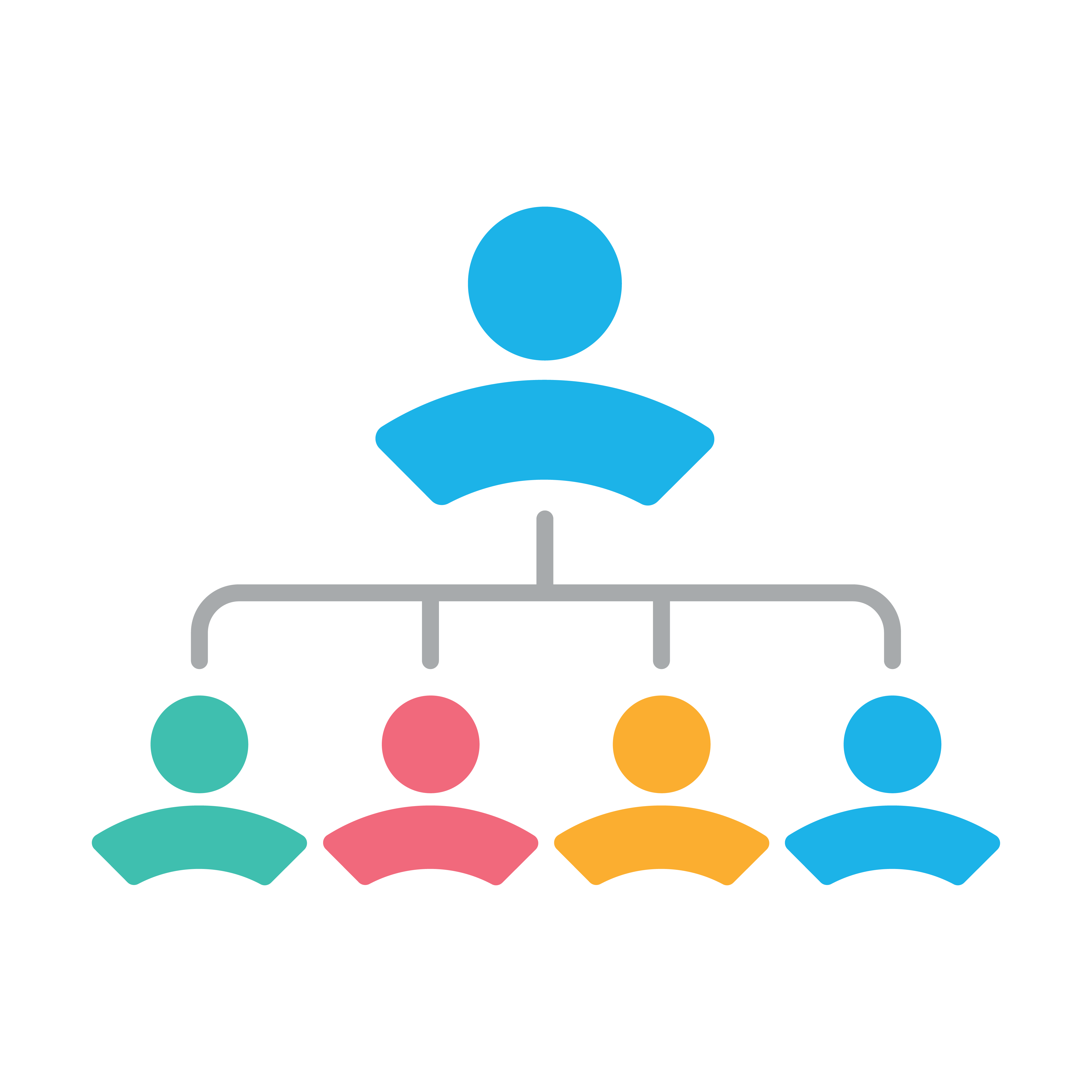 Team - leader with four team members connected