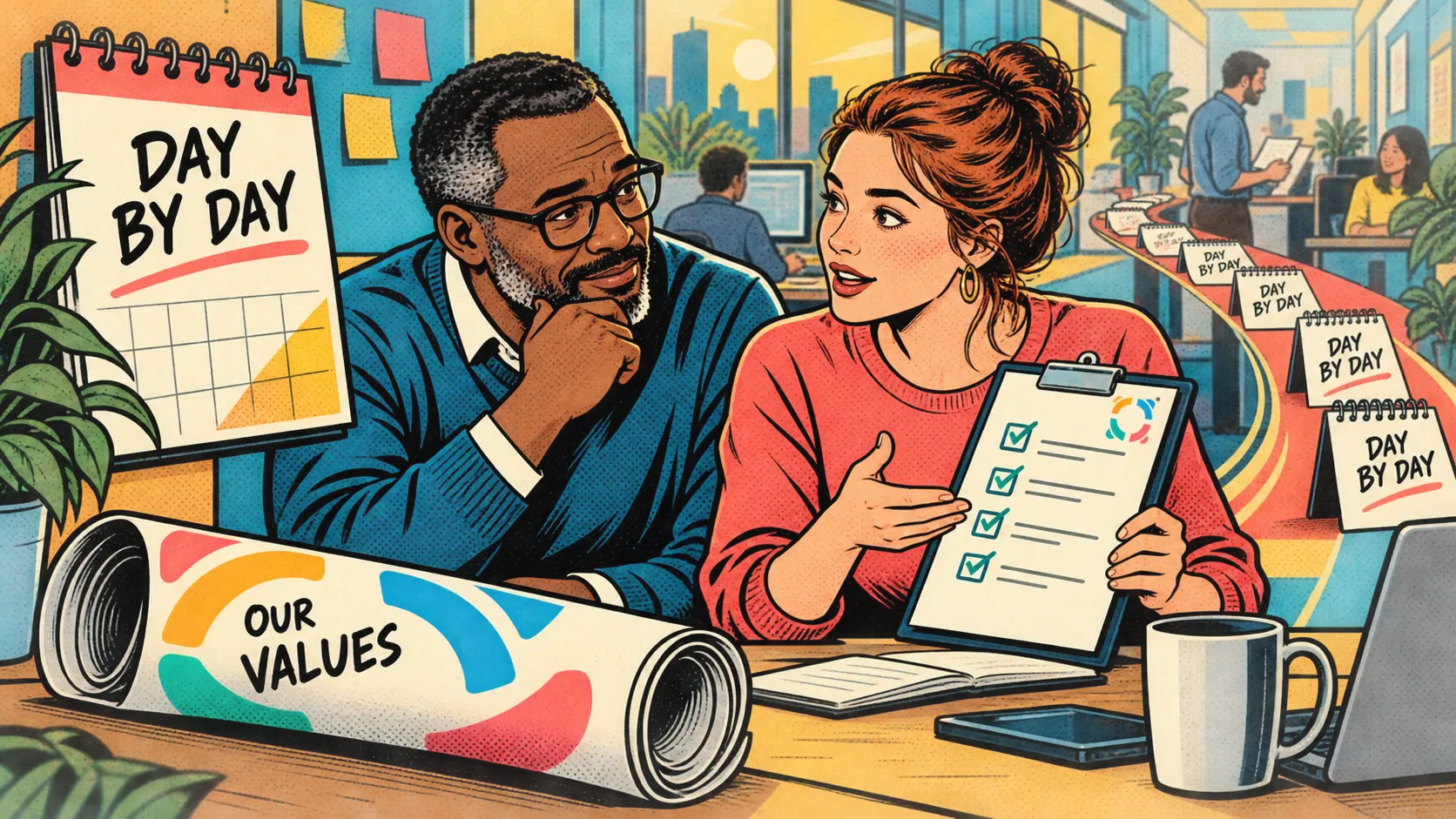 Daily handovers and repeated action change culture beyond a values poster.