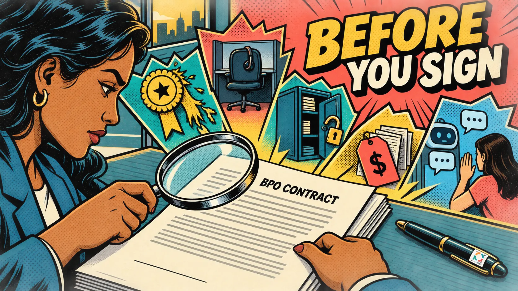 A buyer examines service quality, staffing, data, costs and automation before signing.