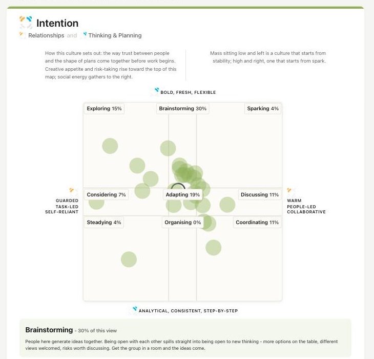 cultureMAP quadrant showing where the organisation's thinking gathers