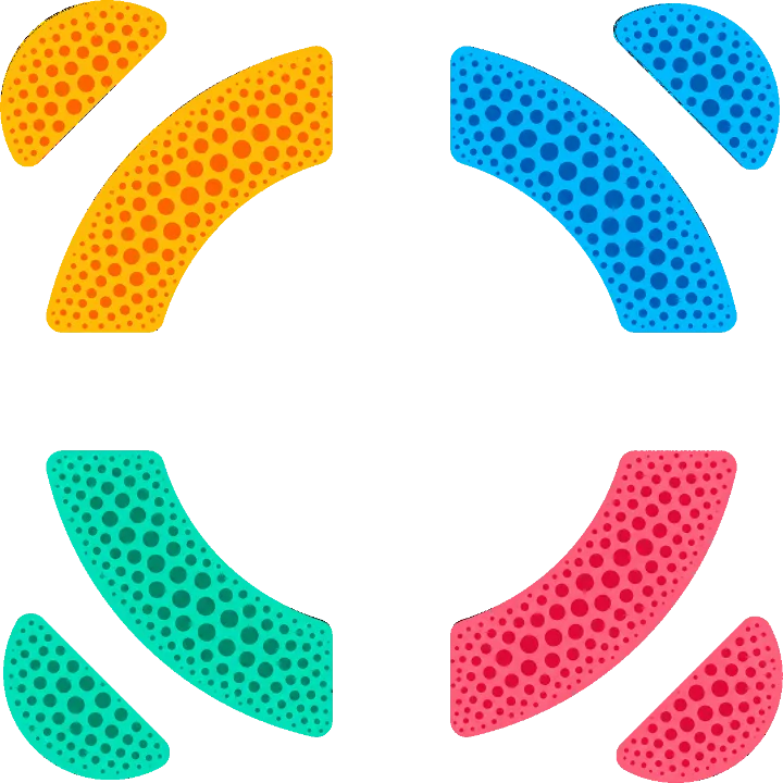 Sariio logo in pixel pop-art halftone.